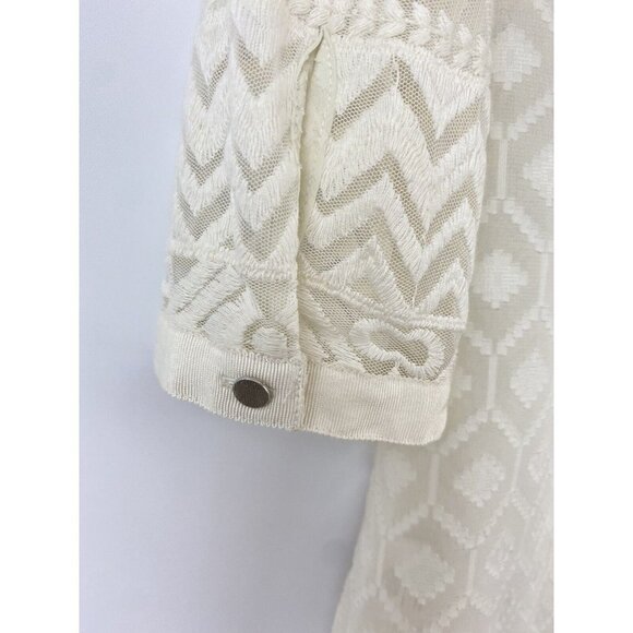 Vanessa Virginia Anthropologie Womens Sz 6 Embroidered Tulle Tunic Top Popover - Picture 5 of 11